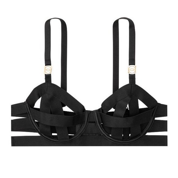 Victoria's Secret Very Sexy Ouvert Strappy Demi Bra in Black Size 32DD NWOT - Picture 1 of 4